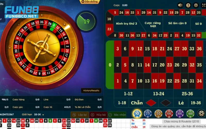 Trò chơi Roulette trong Sòng bài DG